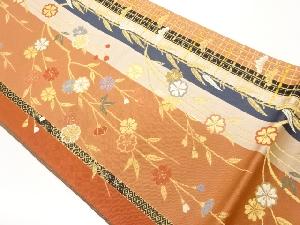 枝垂れ桜に格子・松模様織出し袋帯